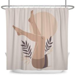 Nordic Wind Abstract Art Boho Shower Curtain Waterproof Polyester Bath Curtain Morandi Color Block Curtains For Bathroom Decor