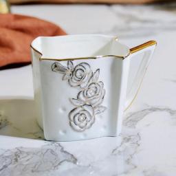 Nordic style Gold plating coffee Mug,European style vintage tea cup ceremony Porcelain Coffee Mugs China Bone Milk Cup