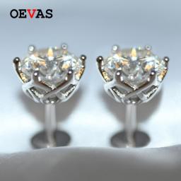 OEVAS Real 0.5-1 Carat D Color Moissanite Stud Earrings For Women Top Quality 100Percent 925 Sterling Silver Sparkling Wedding Jewelry
