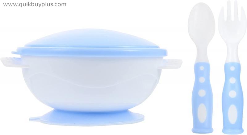 OSALADI 1 Set Baby Bowls with Dual Ears and baby ustensils Silicone Soup Bowls Baby Feeding Bowls Infant Tableware Flatware Blue