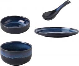 OSALADI Dinnerware Set Ceramic Dinner Plate Bowls Spoon Service for 1 for Cereal Salad Rice Soup Bowl Blue 1 Set