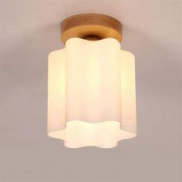 OUUED European Wall Light Minimalist Solid Wood Lamp Nordic Single Head Hall Modern Creative Porch Led Ceiling Light Small Aisle Corridor Balcony Wall Lamps for Home