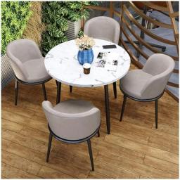 Office Business Reception Room Dining Table Set, Cafe Tables And Chairs Combination Tea Shop Lounge Clothing Store Library Office Chess Room Bedroom Business Hall Negotiation Room ( Color : Beige )