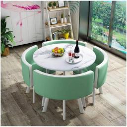 Office Business Reception Room Dining Table Set, Cafe Tables And Chairs Tea Shop Dessert Shop Cake Shop Simple Modern Style 4 Chairs Reception Hall Leisure Center Exhibition Hall ( Color : Blue )