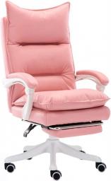 Office Chair Ergonomic Desk Chair Pink Ergonomic Executive Chair with Retractable Footrest for Napping, PU Leather, High Back Reclining Office Chair, Adjustable Height Swivel Chair with Metal Base