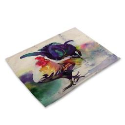 Oil Painting Painted Rooster Series Printed Non-Slip Anti-Fouling Kitchen Table Placemats Easy to Clean