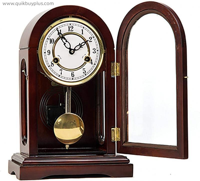 Olid Wood Mantel Clock, Vintage Pendulum Mantle Clock Mechanical Mantel Clocks for Living Room Decor Can Open The Clock Door for Living Room Decor