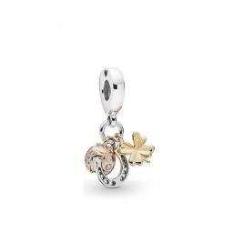 Original 925 Sterling Silver Rose Gold Horseshoe Clover Ladybird Charm Fit Pandora Bracelet Bangle DIY Women