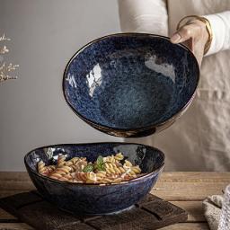 Original Vintage Style Kitchen Japanese Ceramic Soup Bowl for Pasta Ramen Cereal Popcorn Safe for Dishwasher and Microwave