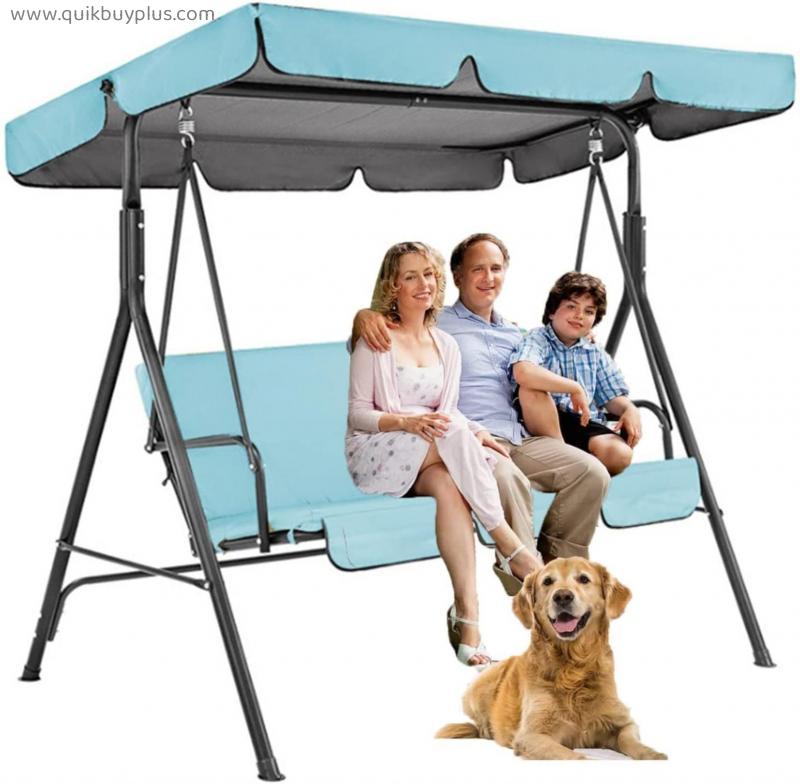 Outdoor Patio Swing Top Cover, Replacement Swing Canopy Cover Removable Waterproof Canopy Top, 3 Seater Yard Porch Swing Cover (Color : Blue2, Size : 142x120x18cm/56x47x7'')