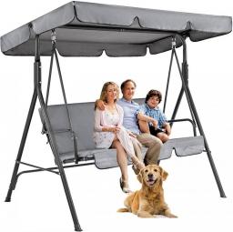 Outdoor Patio Swing Top Cover, Replacement Swing Canopy Cover Removable Waterproof Canopy Top, 3 Seater Yard Porch Swing Cover (Color : Blue2, Size : 142x120x18cm/56x47x7'')