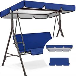 Outdoor Patio Swing Top Cover Chair Bench Replacement Cover, 2/3 Seat Courtyard Swing Canopy Sunshade Canopy Cover (Color : Blue, Size : 249x185x18cm/98x73x7'')