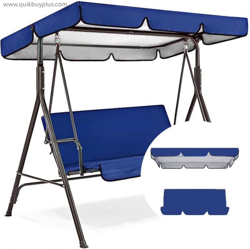 Outdoor Patio Swing top Cover Chair Bench Replacement Cover, 2/3 Seat Courtyard Swing Canopy Sunshade Canopy Cover (Color : Blue, Size : 249x185x18cm/98x73x7'')