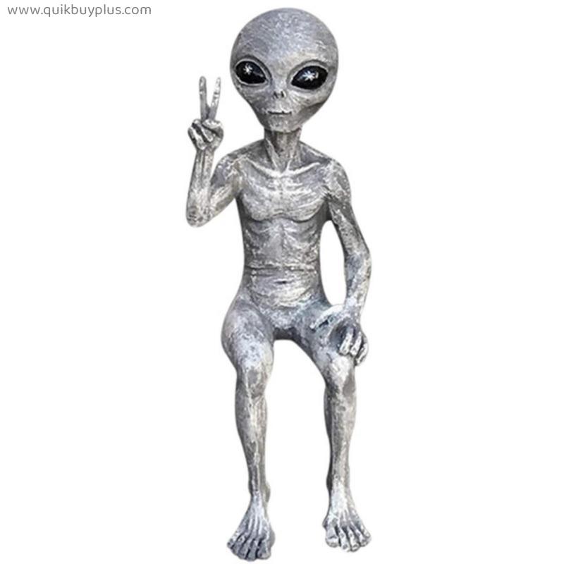 Outer Space Alien Statue Martians Garden Figurine Set For Home Indoor Outdoor Ornaments Decorations Party Halloween Decor