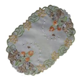 Oval Rabbit Embroidery Dining Table Placemats Cloth Cup Saucers Tea Coasters Placemats Cups Doily Kitchen Accessories