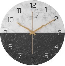 PAIHUIART Wall Clock Decor 12inch Wall Hanging Clock Decorative Marble Wall Clock Beautiful Marbled Effect Clock Neat Looking Precise Home Decor Wall Clock for Living Room (Size : 12inch)