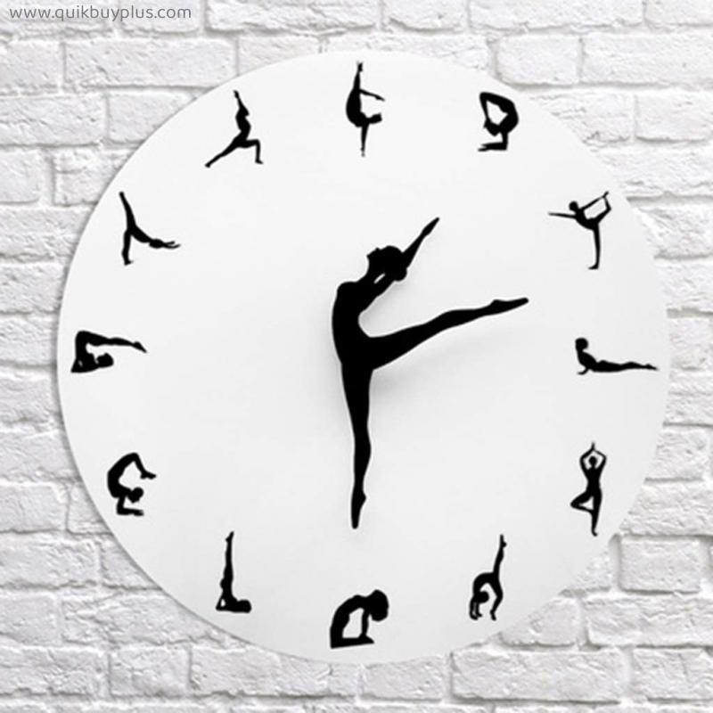 PAIHUIART Wall Clock Decor Fashion-Ballet Female Dancer Wall Clock Home Dance Studio Decoration Gift Wall Clock for Living Room (Color : White)