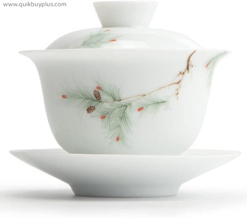 PAYNAN 125ml Pine Pattern Gaiwan Teacup Hand Painted Porcelain Cover Bowl Tea Set Tureen