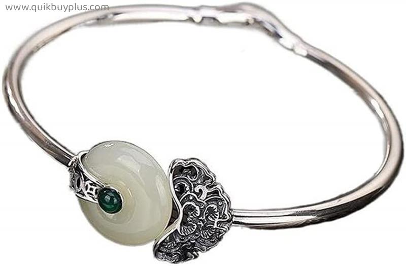PAYNAN Natural Hetian White Chalcedony Bracelet Chinese Style Female Adjustable Jewelry