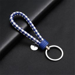 PU Leather Strap Keychains Weaving Rope Chain Key Ring Cute Car Keyring Holder Charm Cloth Bag Accessories For Women Men