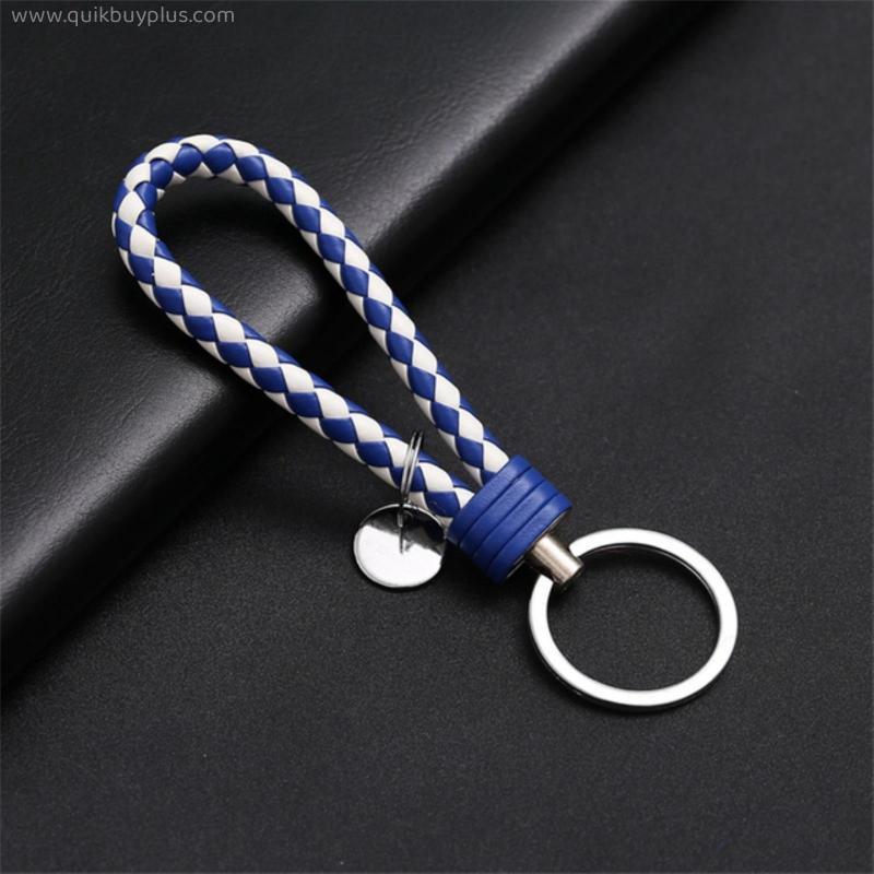 PU Leather Strap Keychains Weaving Rope Chain Key Ring Cute Car Keyring Holder Charm Cloth Bag Accessories For Women Men