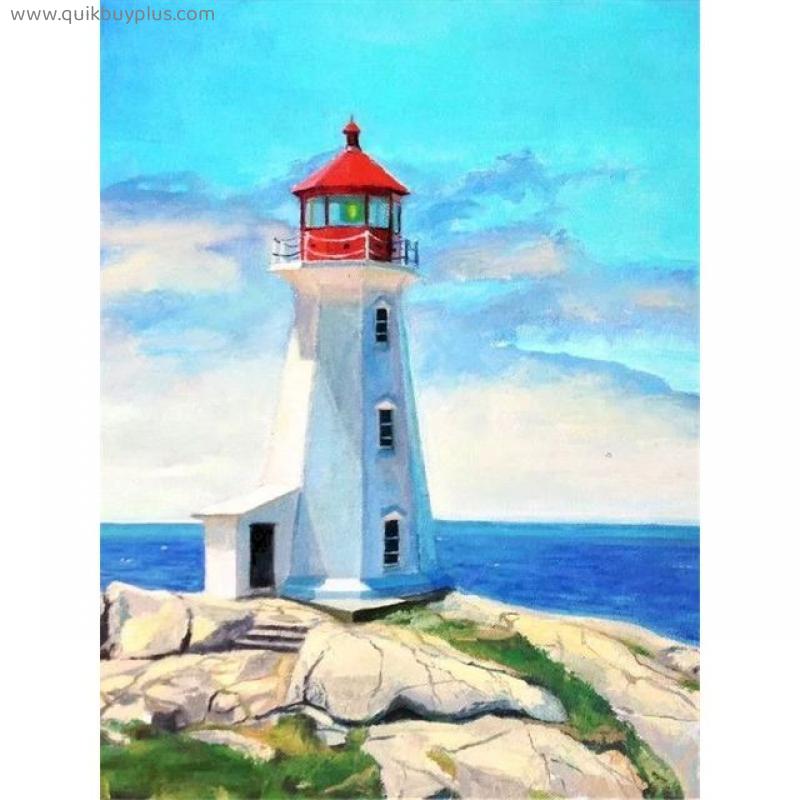 Paint by Numbers Tower Scenery Diy Oil Painting by Numbers on Canvas Number Painting Home Decor
