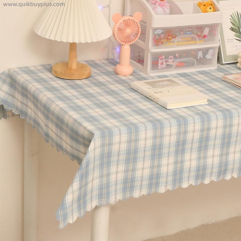 Pastoral Checkered Tablecloth Korean Fresh Desk Table Cloth Picnic Mat Bedroom Dormitory Rectangular Tablecloth