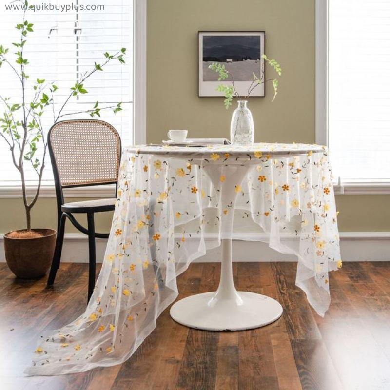 Pearl Gauze Tablecloth Cake Dessert Lace Table Cloth White Table Cover For Wedding Background Cloth Valance Home Decoration