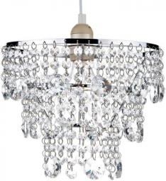 Pendant Ceiling Lighting Crystal Chandelier Modern Crystal Ceiling Lamp Shade Chrome With Chrome Frame Hanging And Plenty Of Faceted Crystal Sparkling Buttons for Bedroom, Bathroom Chandelier