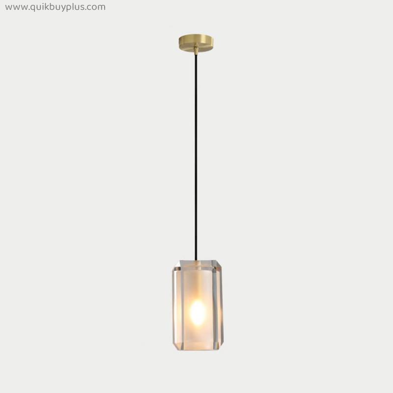 Personality Crystal Chandelier E14 1-Light Brass Pendent Lamp Modern Home Bedroom Decor Suspended Lighting Fixture malist Living Room Adjustable Ceiling Hanging Light