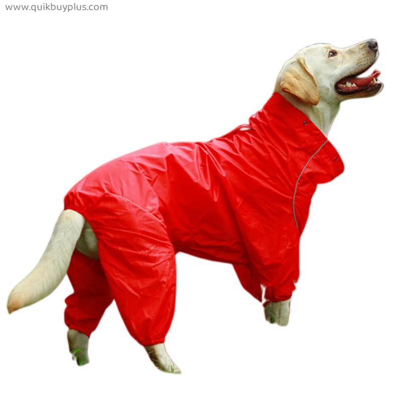 Pet Dog Raincoat Reflective Waterproof Zipper Clothes High Neck Hooded Jumpsuit For Small Big Dogs Overalls Rain Cloak Labrador