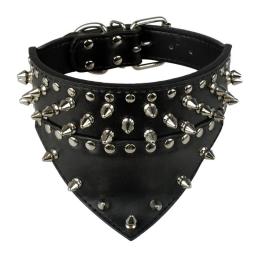Pet Rivet Collar Medium Heavy Duty Dog Triangle Scarf Metal Hardware Leather Spiked Tactical Dog Collar For Medium Large Dogs