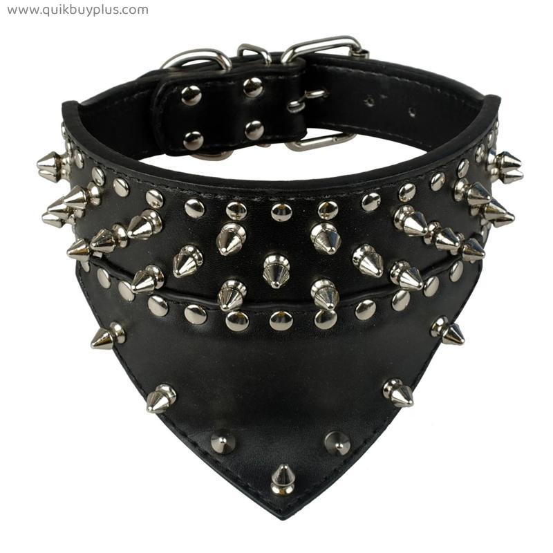 Pet Rivet Collar Medium Heavy Duty Dog Triangle Scarf Metal Hardware Leather Spiked Tactical Dog Collar For Medium Large Dogs