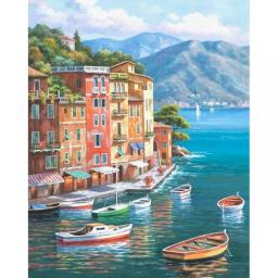 PhotoCustom City Scenery Paint by numbers Kits Picture Drawing Seascape Painting by numbers Wall art Canvas painting
