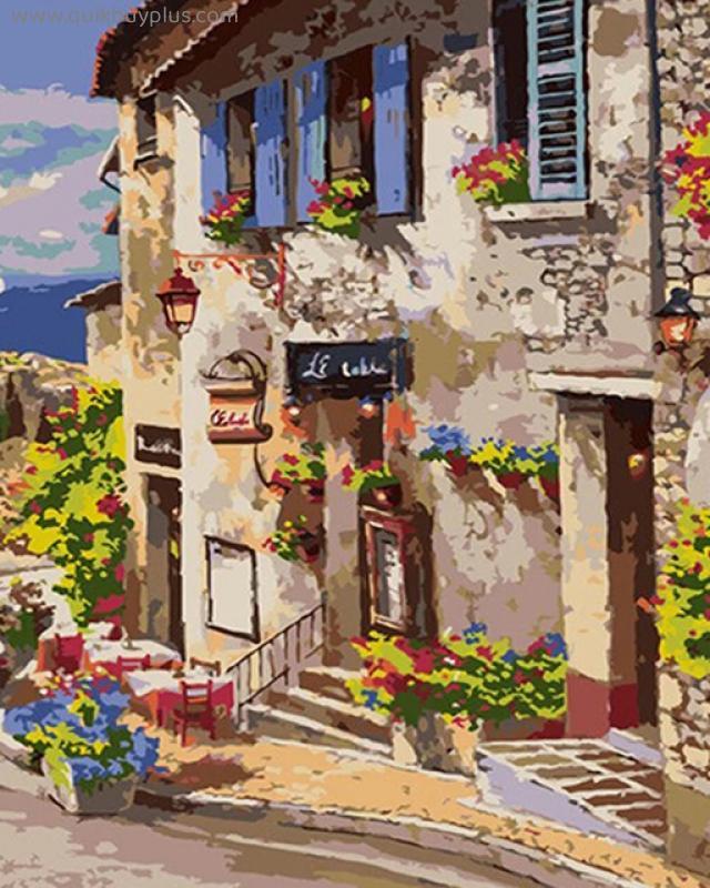 PhotoCustom Oil Painting By Numbers For Adults Street Scenery 60x75cm DIY Paint By Numbers On Canvas Frameless Home Decor