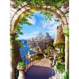 PhotoCustom Paint By Numbers Kits On Canvas Garden Scenery DIY Frame 60x75cm Oil Painting By Numbers Landscape Home Decor