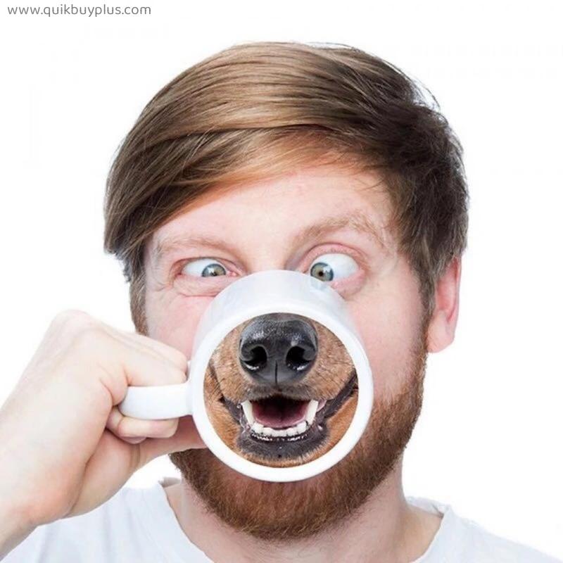 Pig Nose Mug Dog Nose Cup with Handle Male Female Funny Creative Ceramic Coffee Mugs Animation Peripheral April Fool's Day Gifts