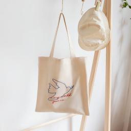 Pigeon Large-Capacity Canvas Bag Embroidered Women's Shoulder Bag Student Embroidered Handbag Canvas Bag