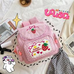 Pink Girl Embroidery Strawberry Children's Schoolbag Student Girls Birthday Gift 2020 New Japanese Cartoon Children Backpack