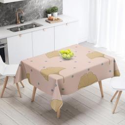 Pink Rectangular Tablecloths Tropical Plants Yellow Leaves Waterproof Anti-stain Table Dining Cover Nordic Home Kitchen Decor