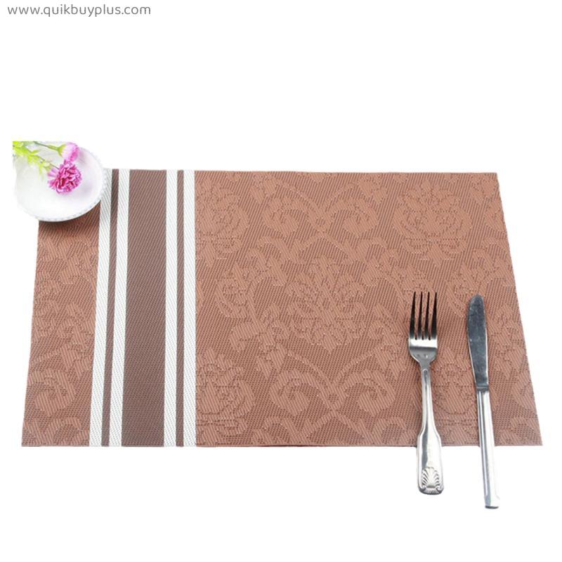 Placemat Set of 6 Western Placemats Heat Insulation Pads non-slip PVC vertical strip jacquard for Home Table Restaurant