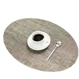 Placemats 6 Sets Oval PVC Placemat Resistant Anti Slip Table Place Mats for Home Restaurant