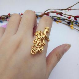 Popular Elegant Hot Sale Golden Color Silver Color Peacock Open Rings For Women Party Wedding Jewelry  Famale Adjustable Ring