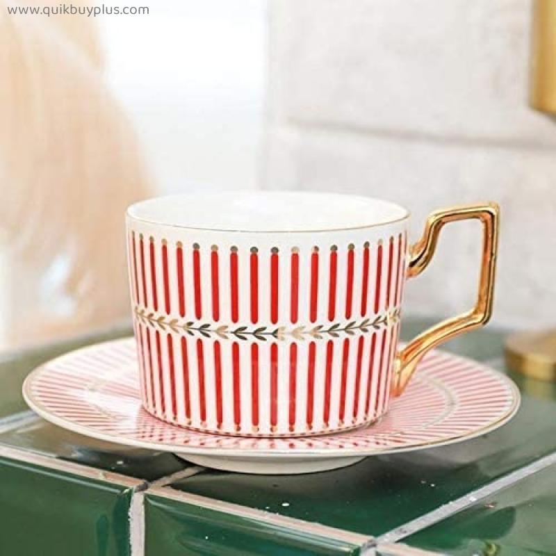 Porcelain Tea Sets 250ml English Vintage Pattern Ceramic Coffee Cup Saucer Set European Porcelain Tea Mugs Home Afternoon Tea Flower Cup
