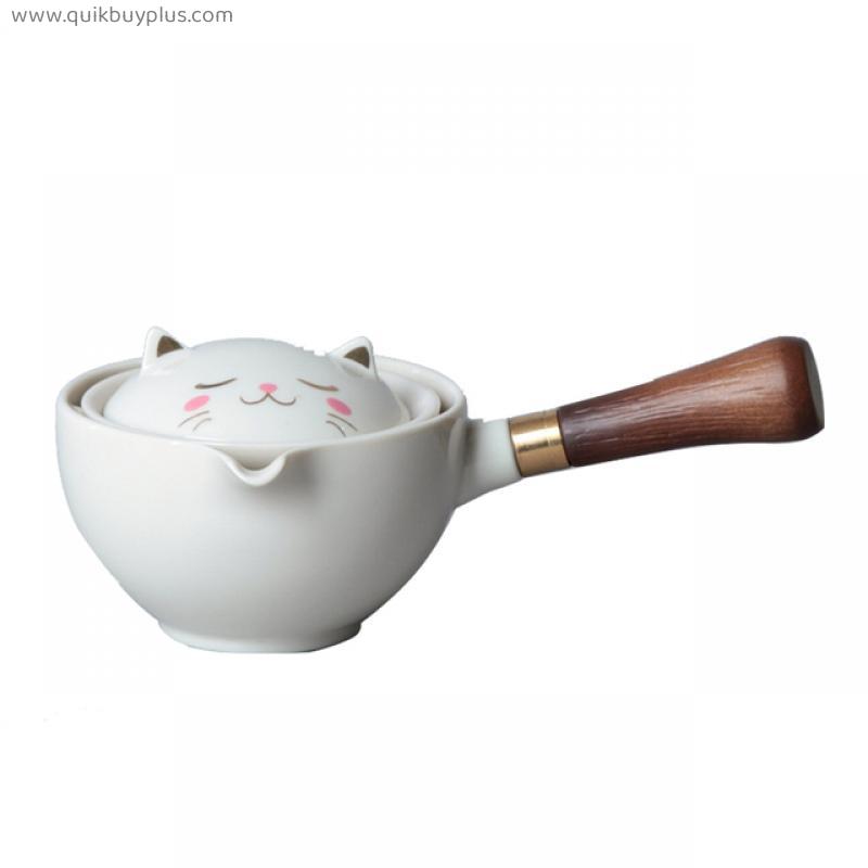 Portable Chinese Kung Fu Tea Set 360 Degree Rotating Teapot Ceramic Teapot Infuser Semi-Automatic Tea Set