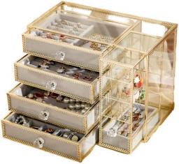 Portable Jewelry Box Jewelry Storage Box Earrings Display Stand Household Light Luxury Antioxidant Jewelry Necklace Stud Earrings Transparent Jewelry Box Ladies
