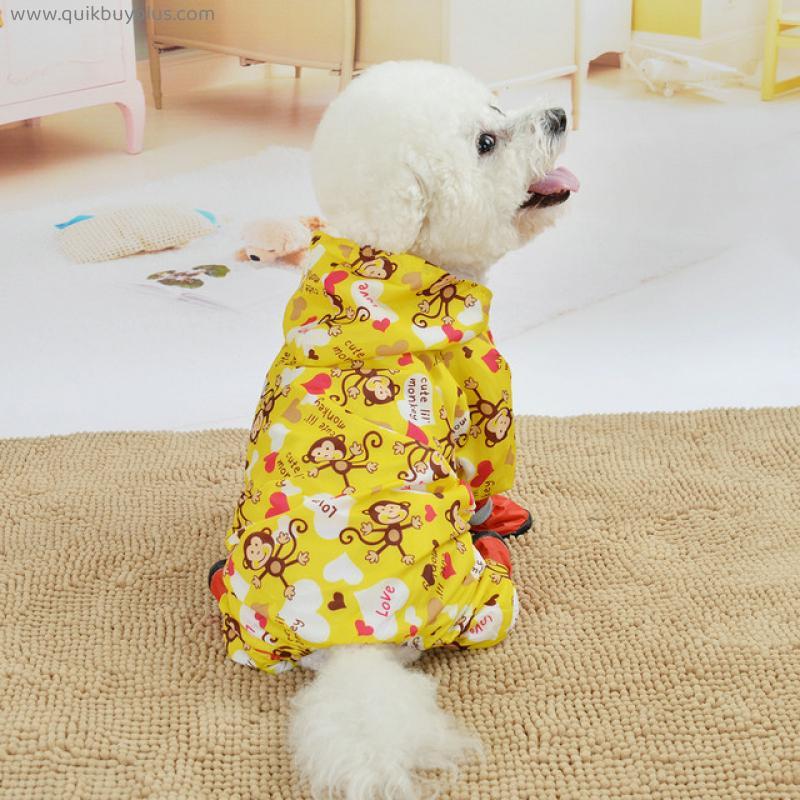 Print Raincoat Pet Clothes Cartoon Dog Clothes Double Waterproof Small Dog Clothing Teddy VIP Bichon Pomeranian Dog Costume