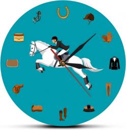 Printed Acrylic Wall Clock Equestrian Sport Equipment Set Modern Wall Clock Horse Riding Gear Tack Accessories Wall Watch Equestrianism Horse Lover Gifts -12 Inchs
