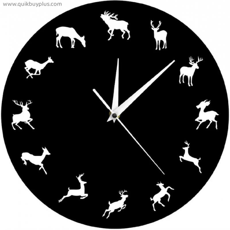 Printed Acrylic Wall Clock Woodland Creatures Wall Clock Wildlife Animals Moose Wall Watch Wild and Free Deer Modern Wall Clock Deer Antlers Hunters Gift 12 Inchs