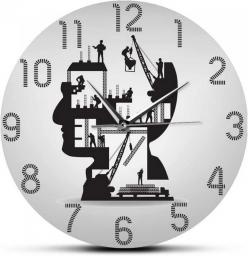 Printed Acrylic Wall Clock ilding Under Construction Decorative Silent Movement Clock Architecture Wall Art Home Décor Wall Watch Architect Worker Gift -30cm